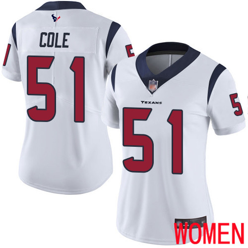 Houston Texans Limited White Women Dylan Cole Road Jersey NFL Football #51 Vapor Untouchable->women nfl jersey->Women Jersey
